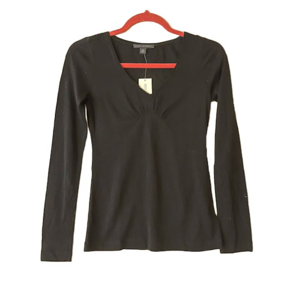 NWT Banana Republic Wool/Blend V-Neck Empire Waist Top XS fits 0-2 BLACK